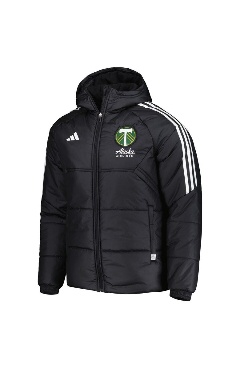adidas Men's adidas Black Portland Timbers Winter Raglan Full-Zip Hoodie Jacket, Alternate, color,