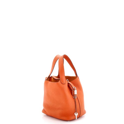 Pre-owned Hermes Hermes Picotin Lock Bag Clemence Pm In Orange