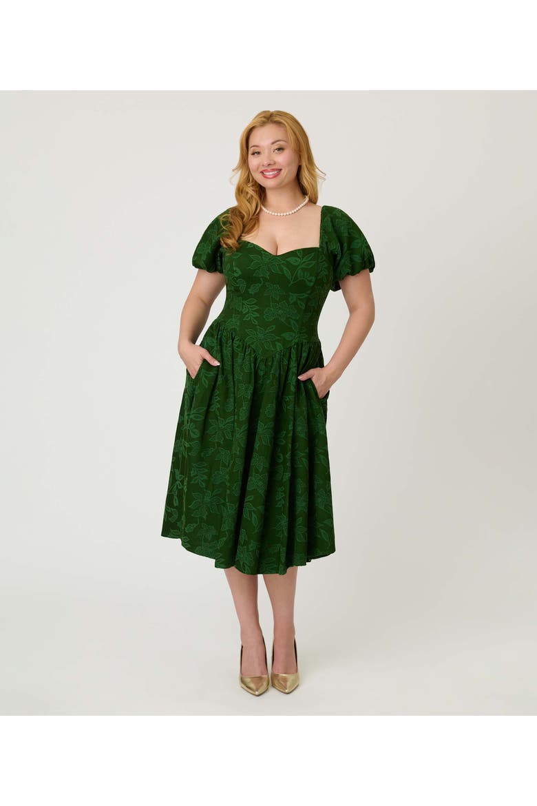 Puff Sleeve Swing Dress, Main, color, Green Floral