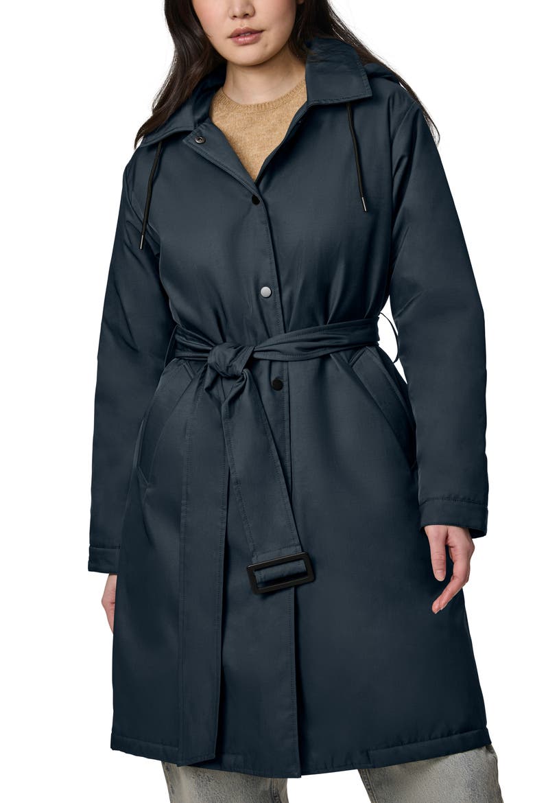 Hooded Raincoat, Main, color, NAVY