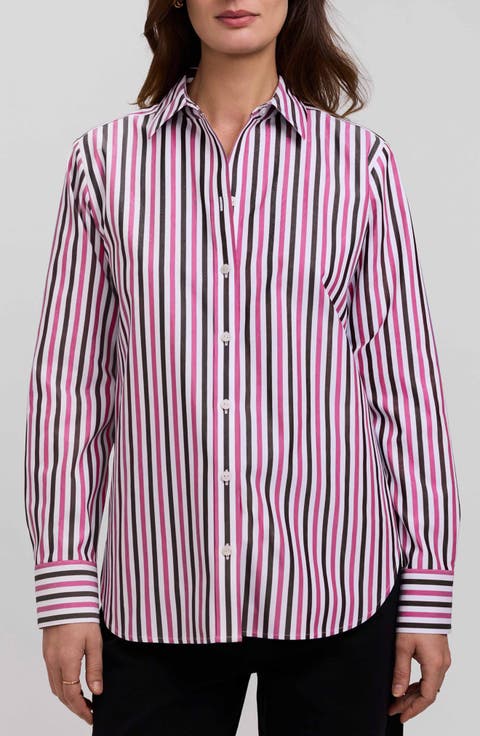 Meghan Stripe Cotton Button-Up Shirt