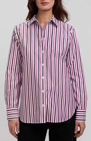 Foxcroft Meghan Stripe Cotton Button-Up Shirt