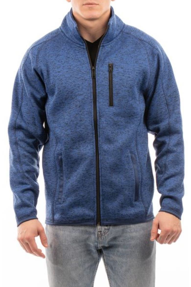 Knit Sweater Jacket, Main, color, HEATHER NAVY