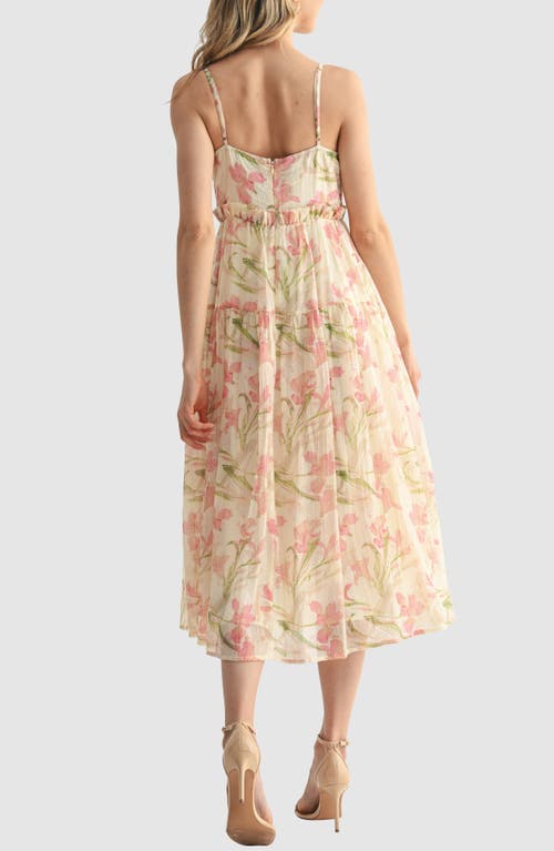 Lush Crinkle Texture Midi Dress In Multi