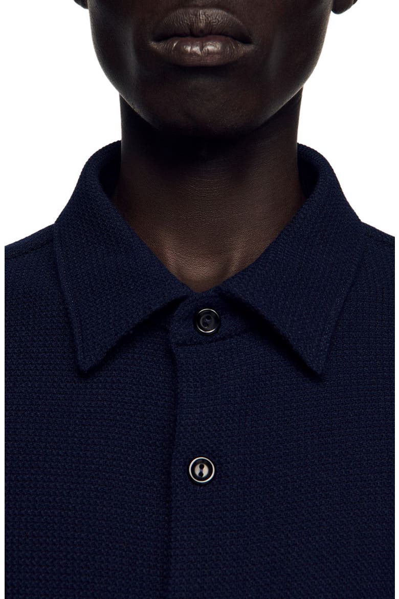 Textured shark collar shirt, Alternate, color, Navy blue
