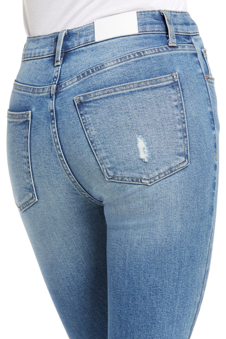 Lennon High Waist Chew Hem Crop Bootcut Jeans, Alternate, color, MED BLUE