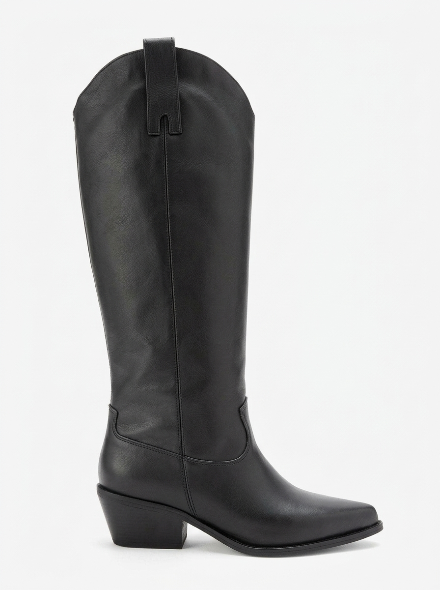 Ania Leather Block Heel Knee High Boot, Alternate, color, Black