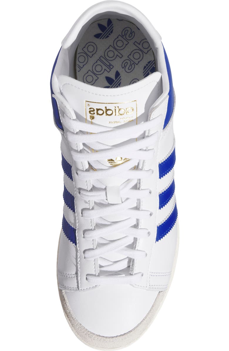 adidas Gender Inclusive Jabbar Hi Basketball Sneaker, Alternate, color, Cloud White/Blue / Off White