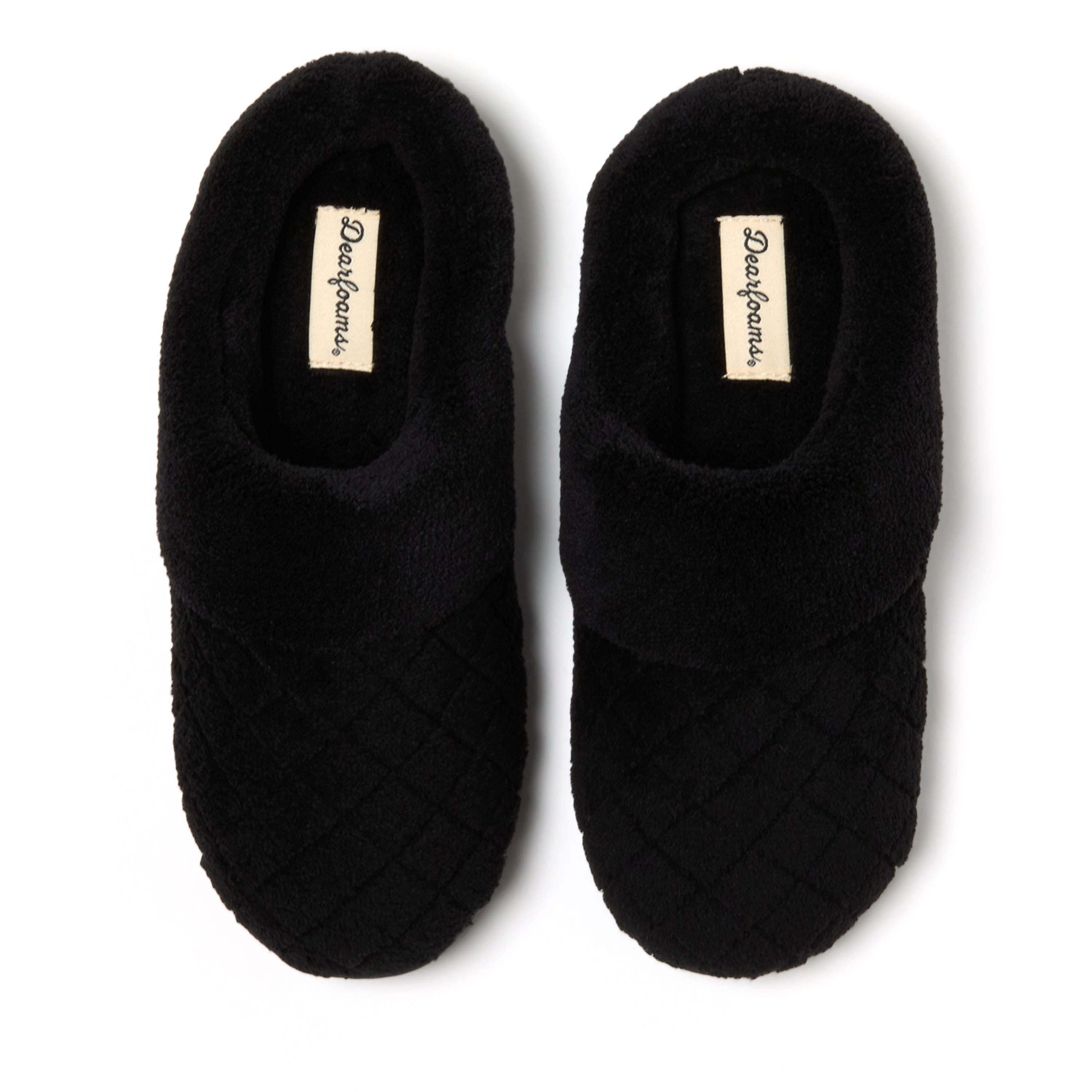 DEARFOAMS Libby Quilted Terry Clog Slipper, Alternate, color, Black