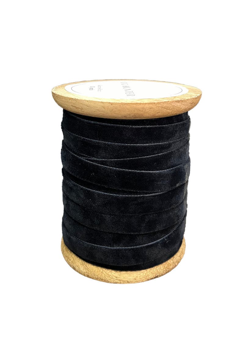 Narrow Hand Dyed Velvet Ribbon Dark Blue, Alternate, color, Dark Blue