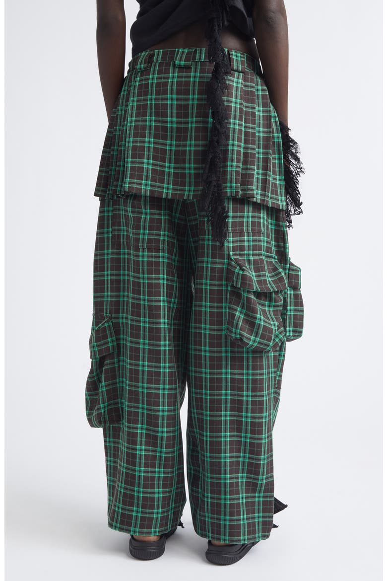 Lawn Plaid Skirt Overlay Cargo Pants, Alternate, color, JADE PLAID