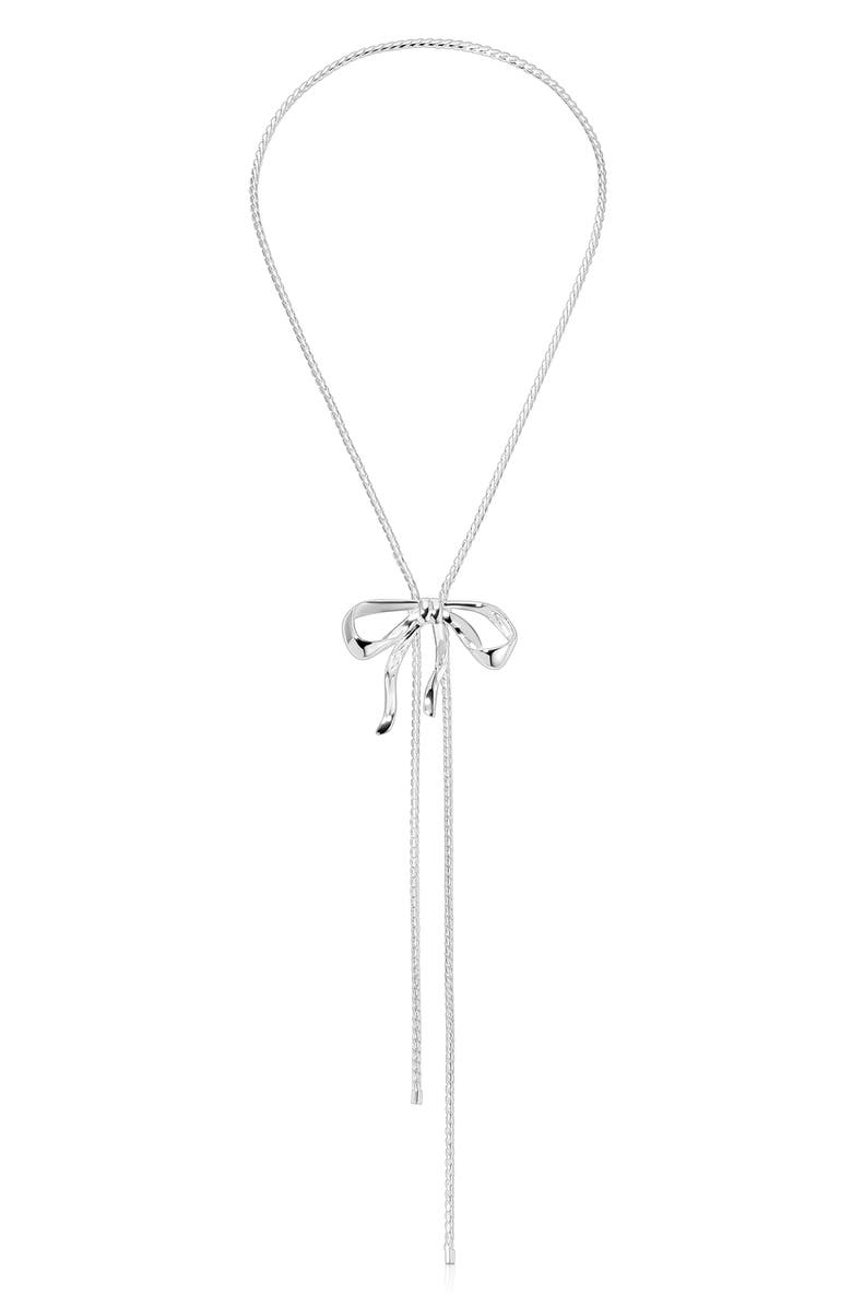 Ettika Bow Organica Bolo Necklace, Alternate, color, Silver