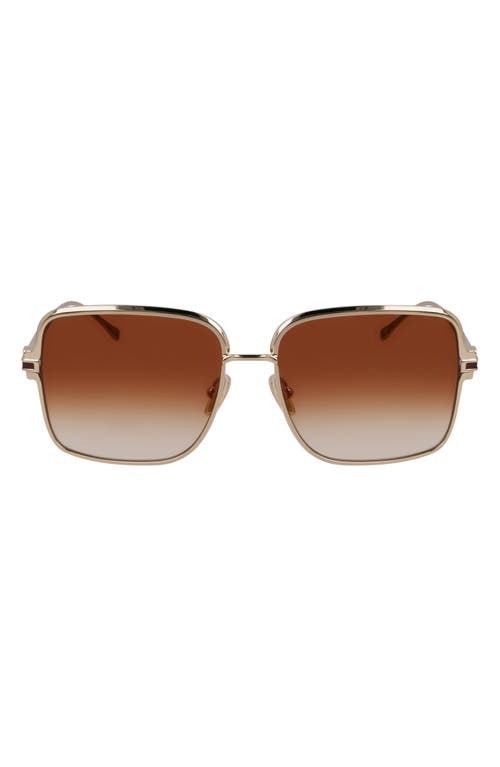Ferragamo Gancini 57mm Modified Rectangular Sunglasses In Gold/brown Sand Gradient