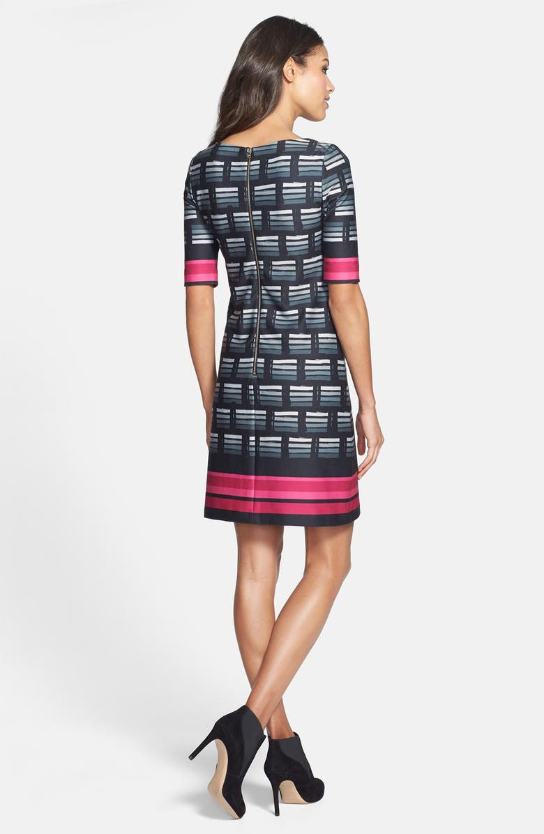 Eliza J Print Ponte Knit Shift Dress, Alternate, color, 