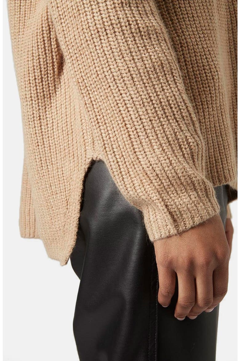 Double V-Neck Rib Sweater, Alternate, color, STONE