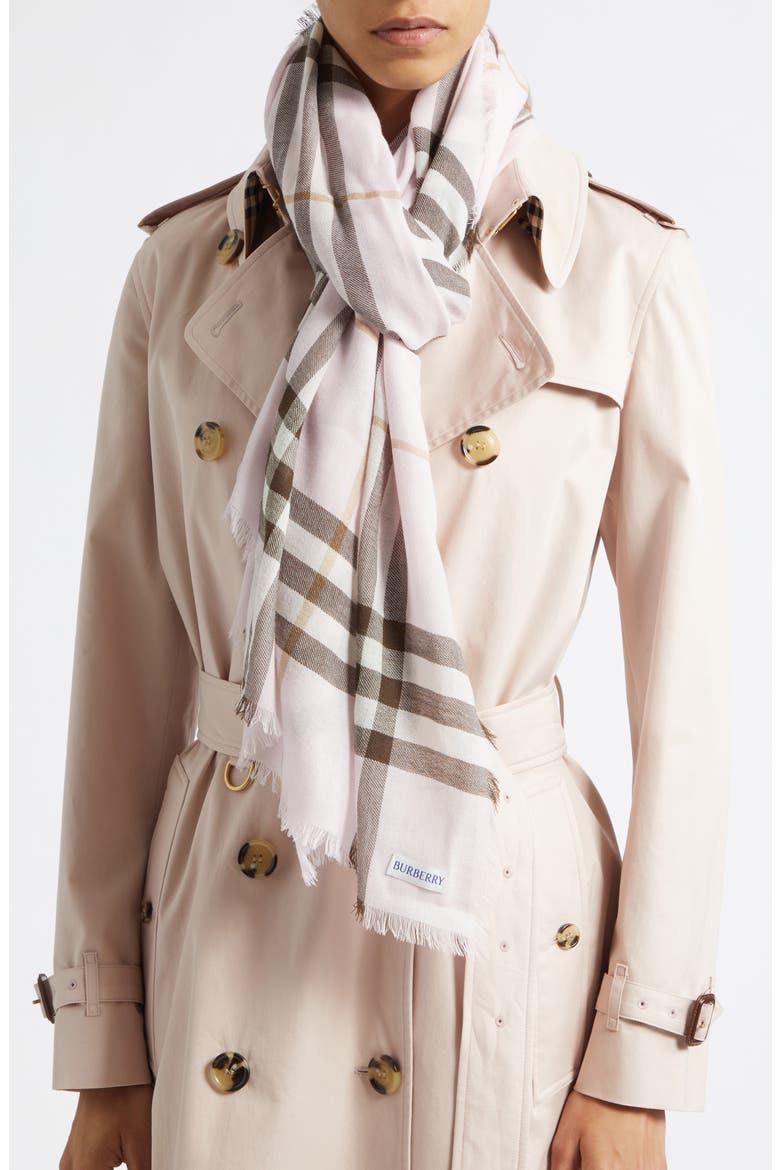 Giant Check Wool Scarf, Alternate, color, BOW PINK
