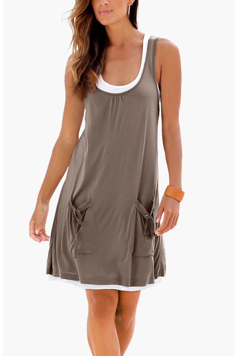 Layered Look Dress, Main, color, Khaki