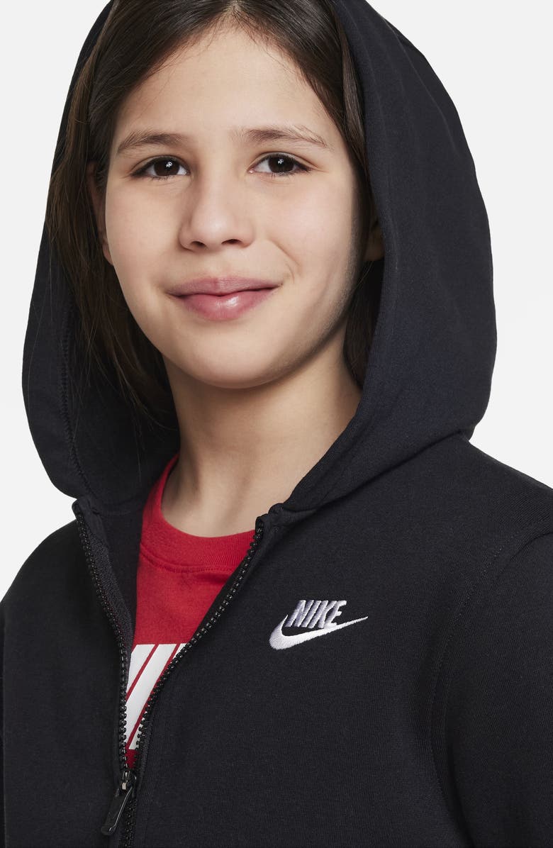 Nike Kids' Sportswear Club Fleece Full-Zip Hoodie, Alternate, color, Black/ White
