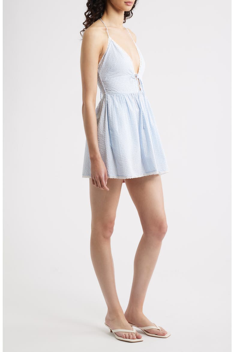 Khloe Plaid Halter Minidress, Alternate, color, MORNING COAST