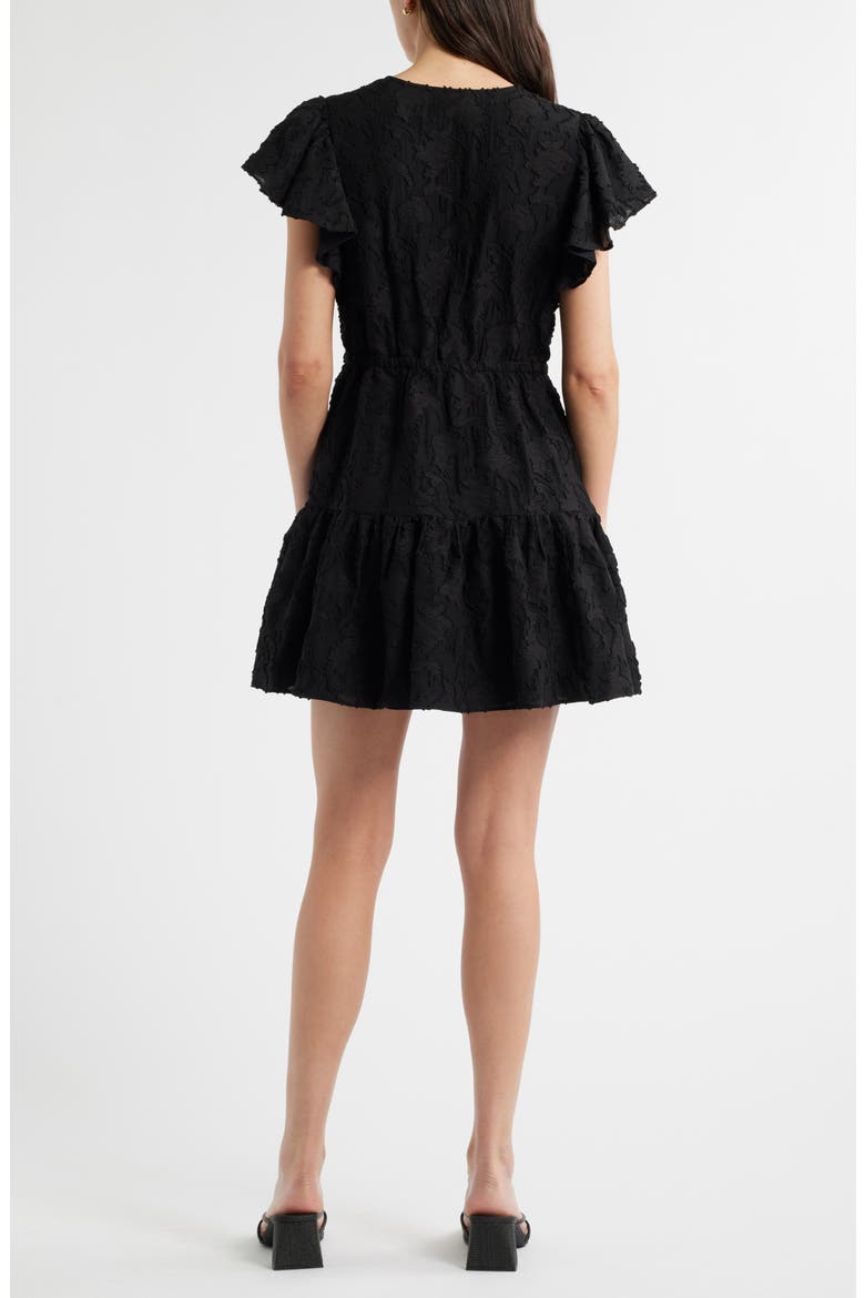 Tonal Floral Jacquard Dress, Alternate, color, BLACK
