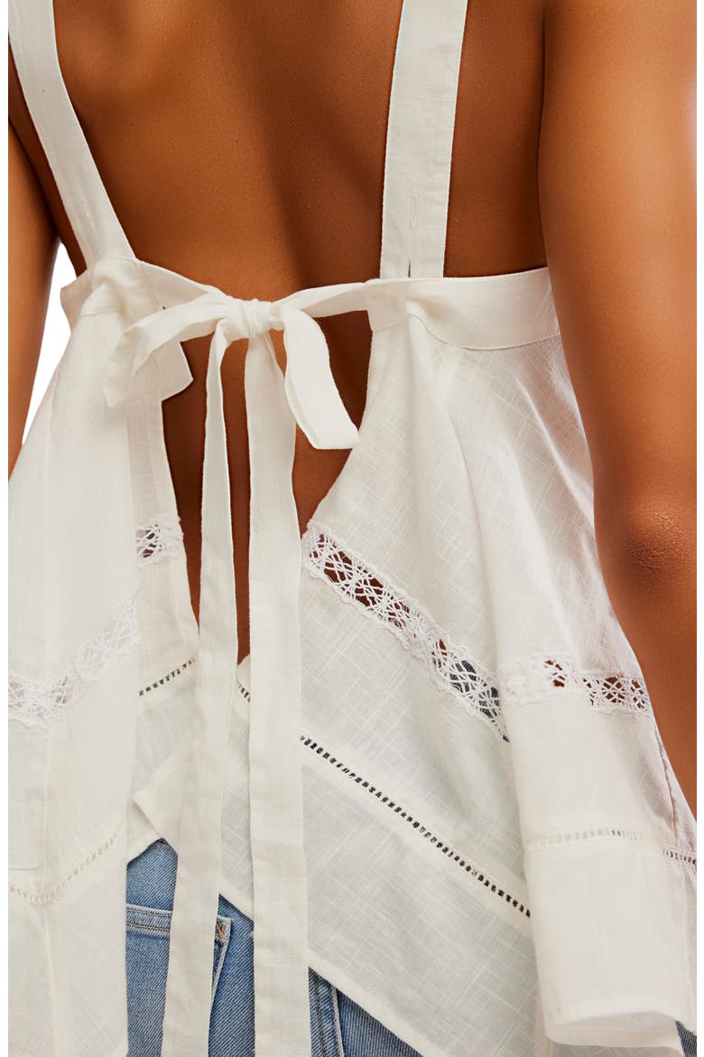 Lace Inset Handkerchief Hem Cotton Camisole, Alternate, color, CLEAN IVORY