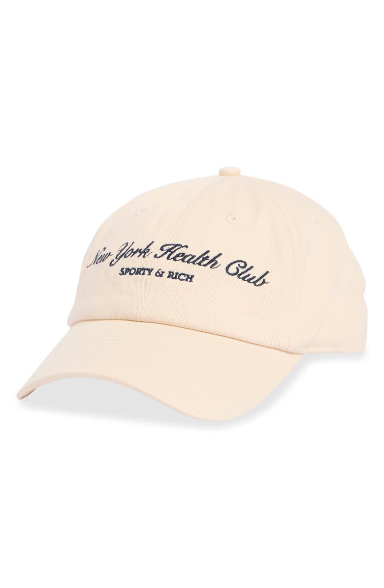 Sporty & Rich NY Health Club Embroidered Cotton Twill Baseball Cap, Main, color, 
