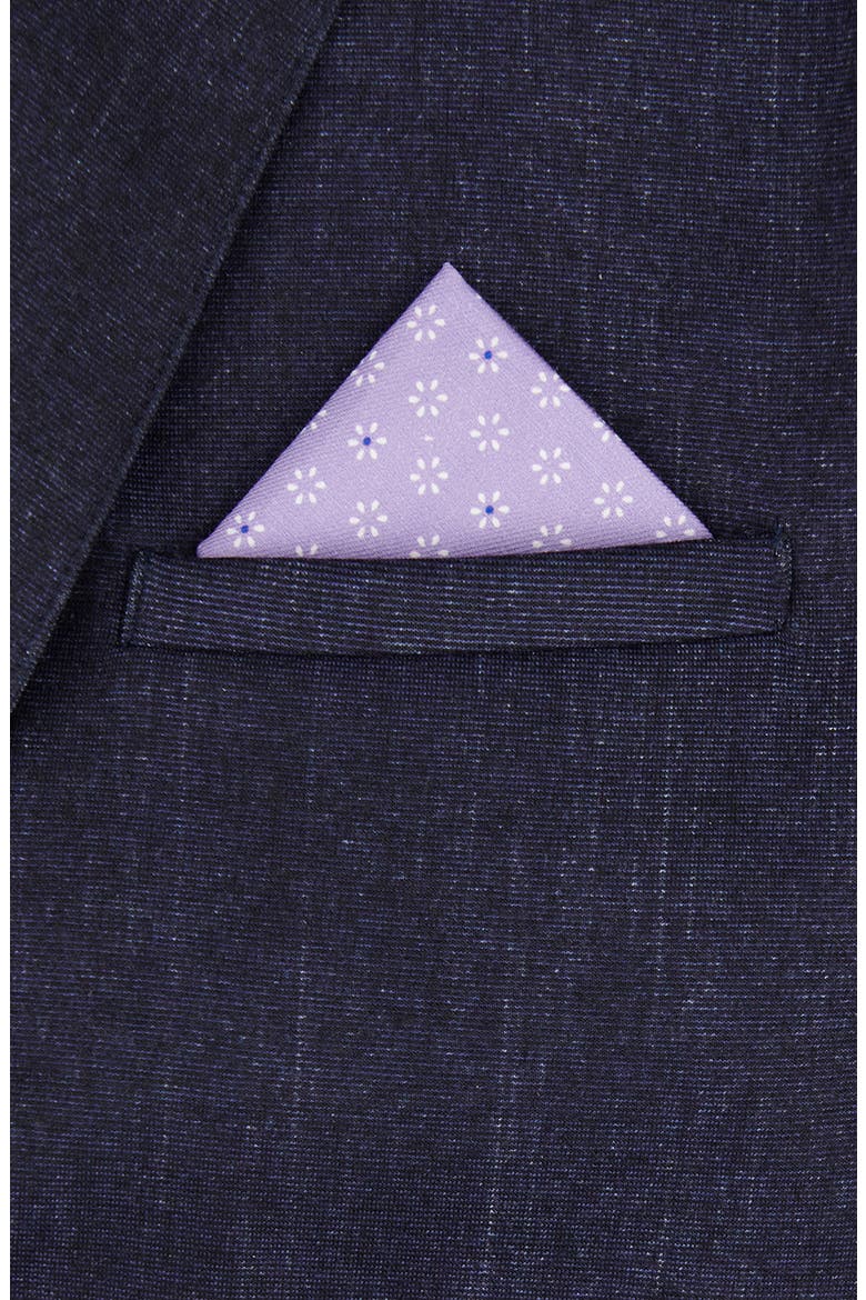 Men's Geo Flower Cotton Pocket Square, Alternate, color, LILAC
