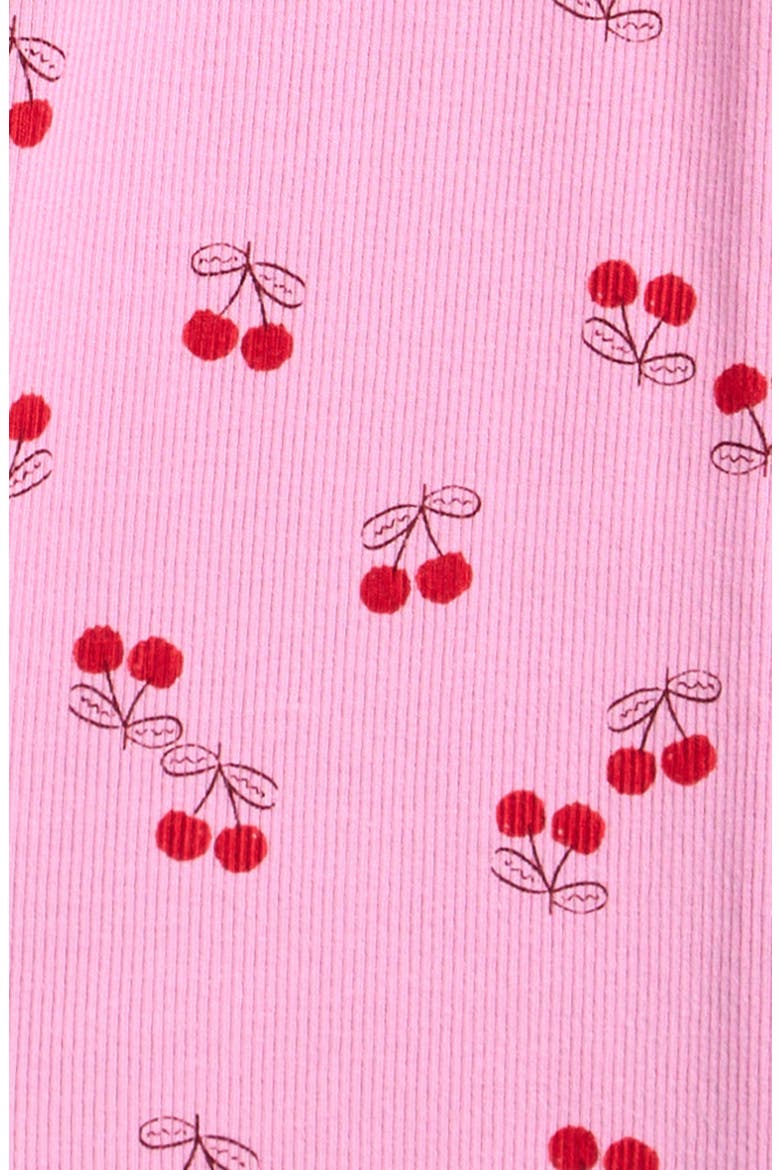 Kids' Cherry Print Rib Flare Leggings, Alternate, color, PINK/ RED