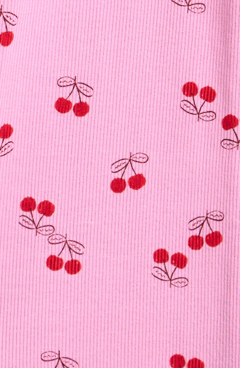 NEXT Kids' Cherry Print Rib Flare Leggings, Alternate, color, Pink/ Red