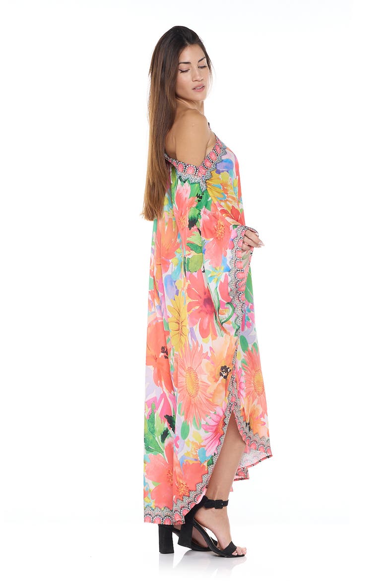 Floral One-Shoulder Cover-Up Dress, Alternate, color, ORANGE