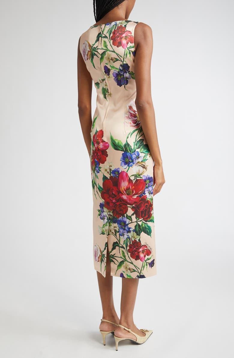 Dolce&Gabbana Floral Stretch Satin Sheath Dress with Bra Detail, Alternate, color, H25pr B.fiori Antichi Fnud