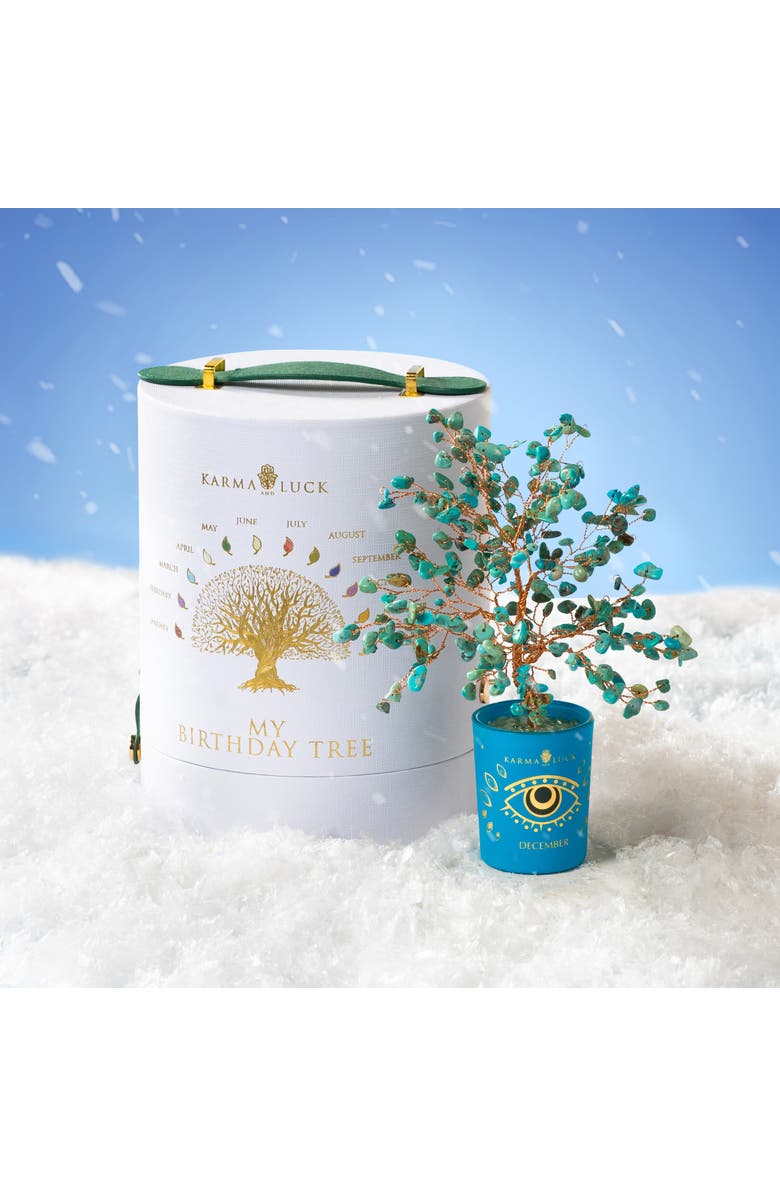 Karma and Luck Soulful Existence Turquoise December Birthday Tree, Alternate, color, Turquoise