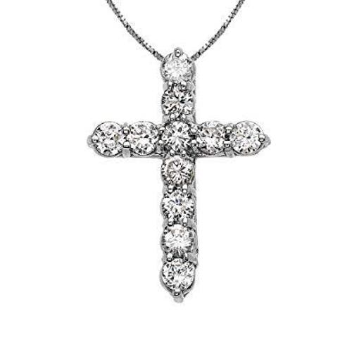 Hollywood Sensation White Gold Cubic Zirconia Cross Necklaces In Silver
