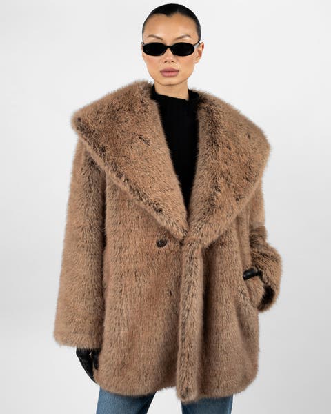 Shawl Collar Faux Fur Jacket