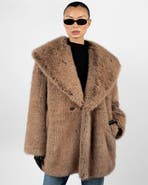 WeWoreWhat Shawl Collar Faux Fur Jacket
