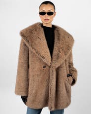 WeWoreWhat Shawl Collar Faux Fur Jacket