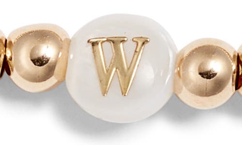 Nashelle Mother Of Pearl Initial Beaded Bracelet In Gold Fill W
