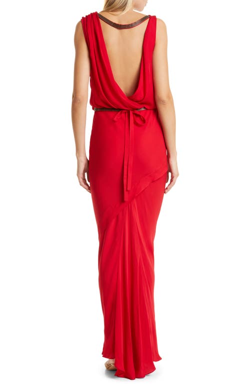 Twp I Remember When Backless Silk Georgette Gown In Red