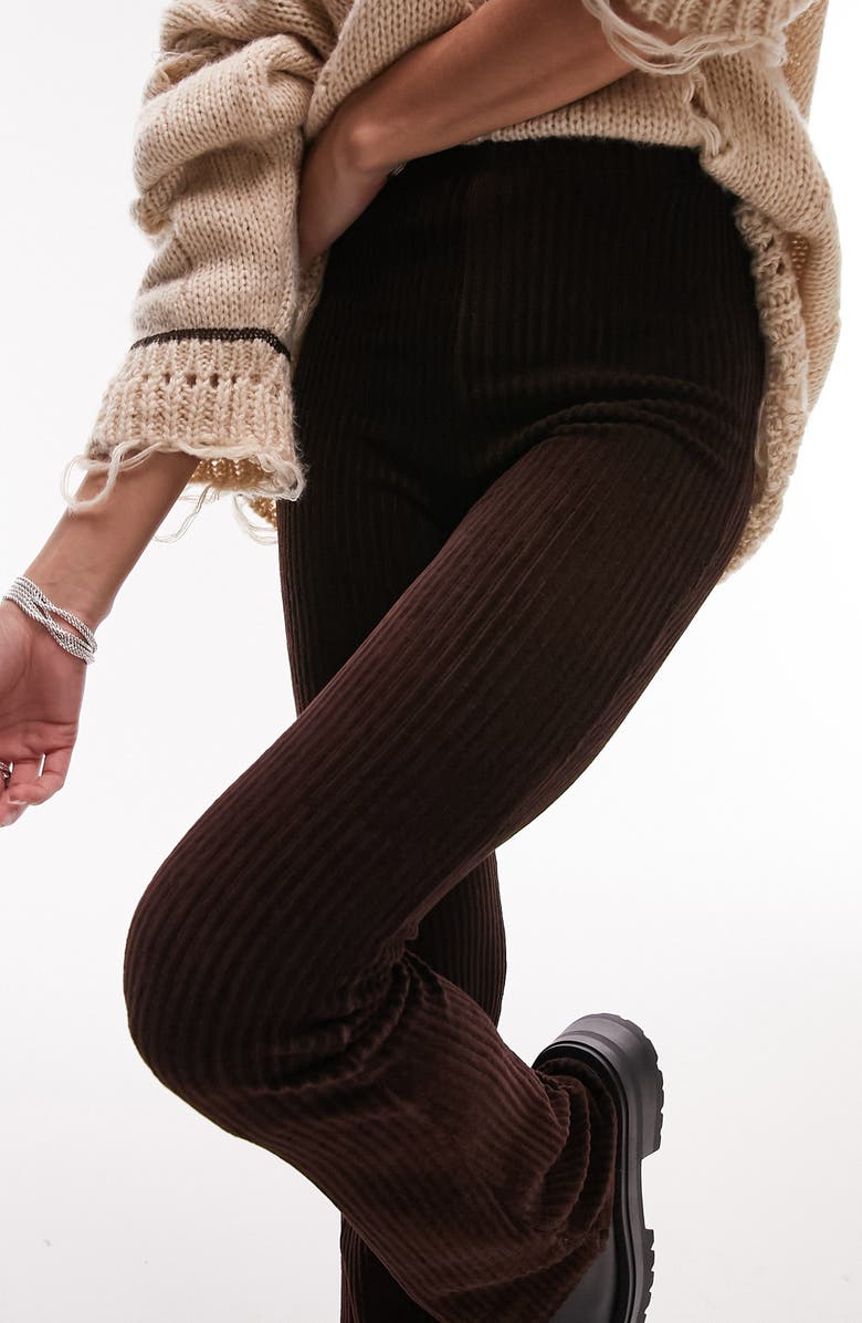 Topshop Pull-On Flared Leg Corduroy Pants, Alternate, color,
