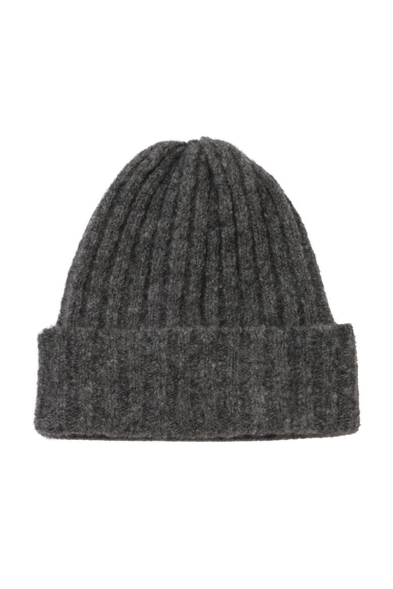 Upcycled Alpaca Wool Chunky Rib Beanie, Main, color, Charcoal