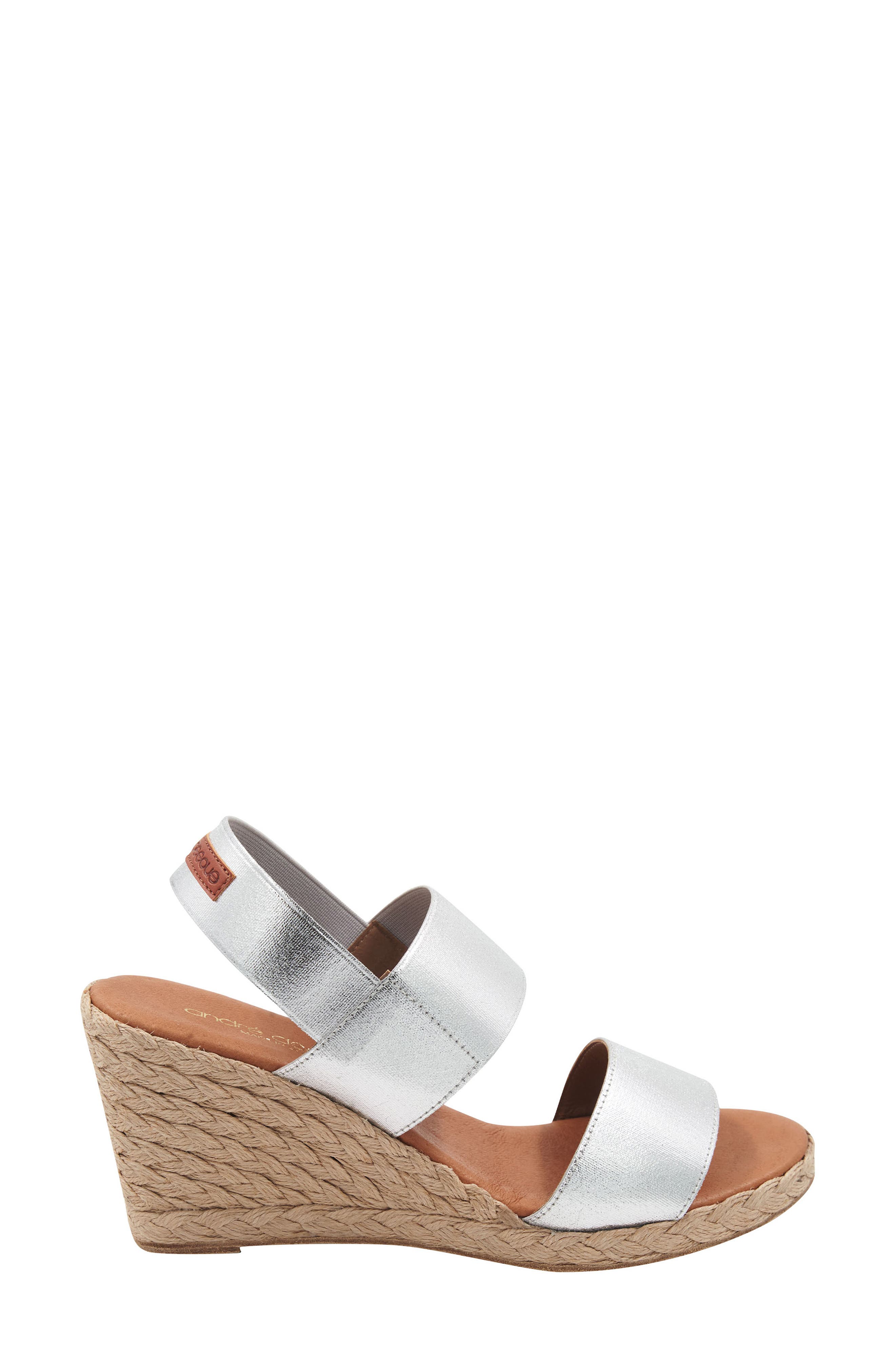 André Assous Allison Espadrille Wedge Sandal, Alternate, color, Silver