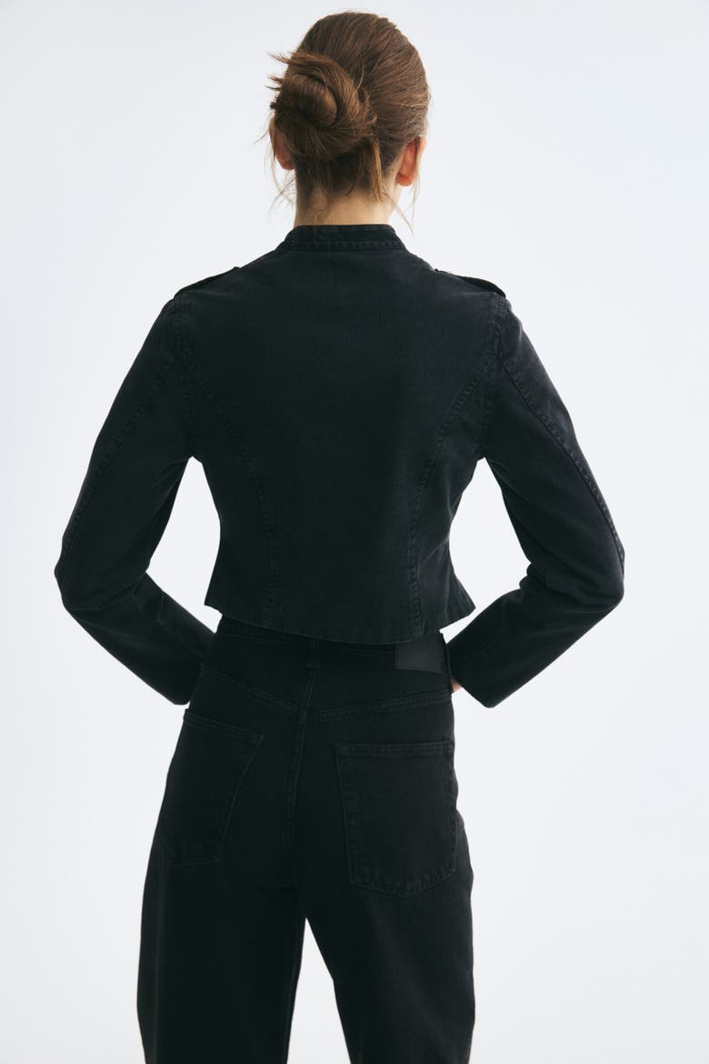 Button-detail Twill Jacket, Alternate, color, Black
