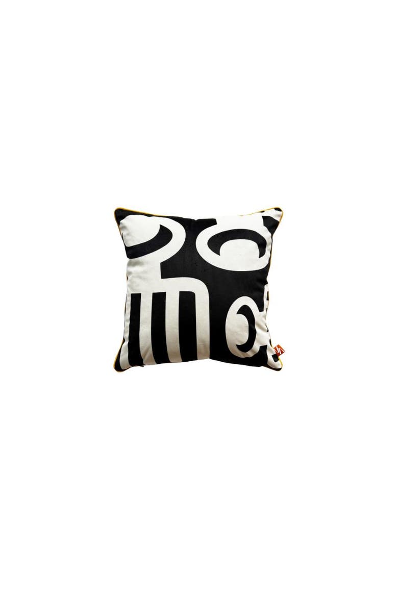 Duafe Throw Pillow In Soft Velvet, Main, color, Black And White