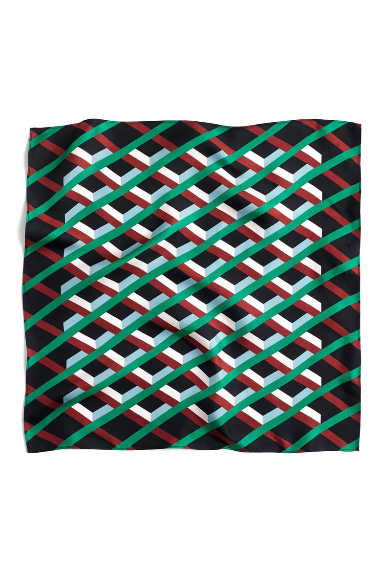 Ratti Graphic Diamond Print Silk Scarf, Alternate, color, GREEN BROWN