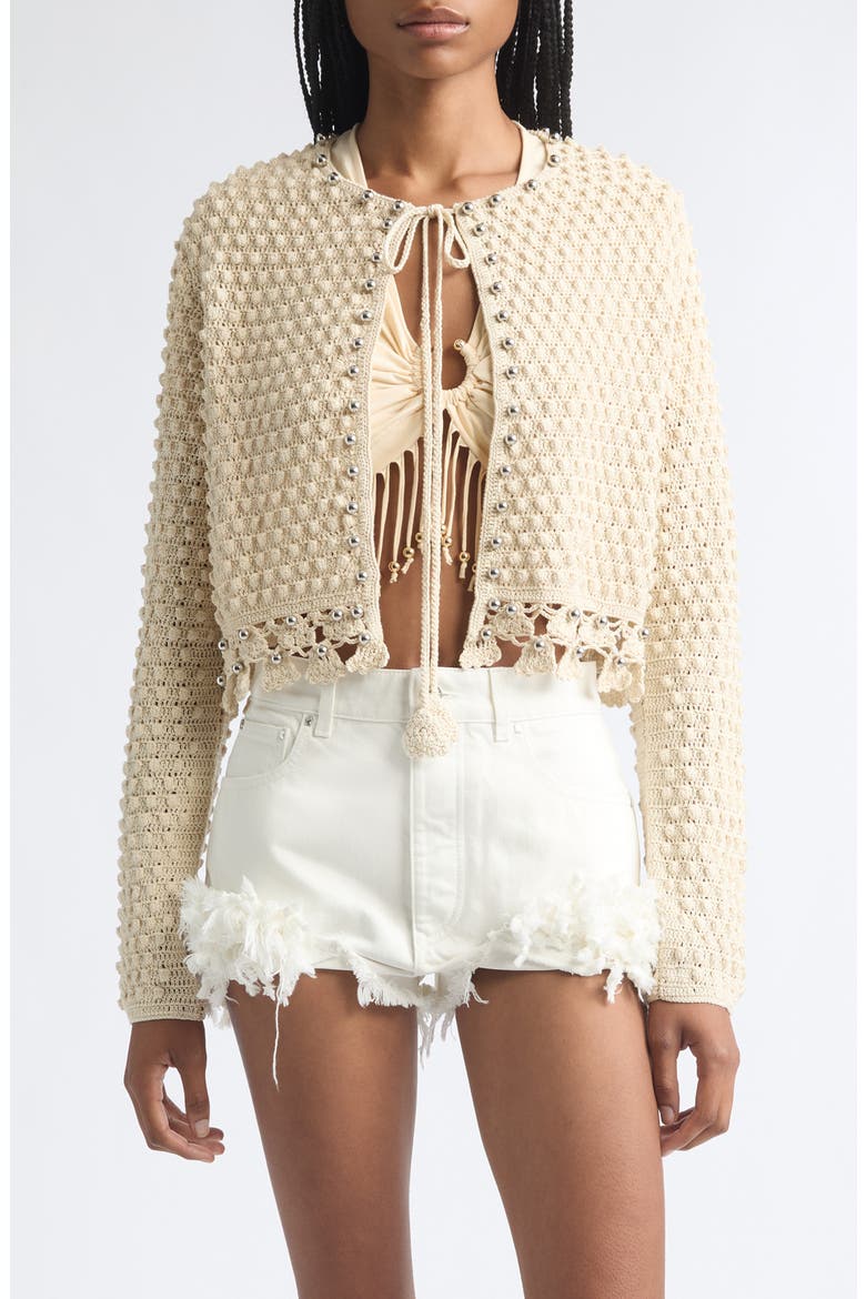 Crochet Cardigan, Main, color, ECRU FLUFFY