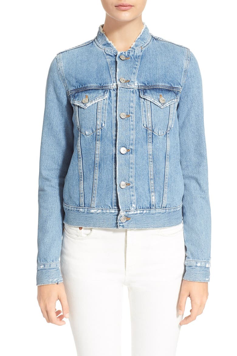 Fray Denim Jacket, Main, color, INDIGO FRAY