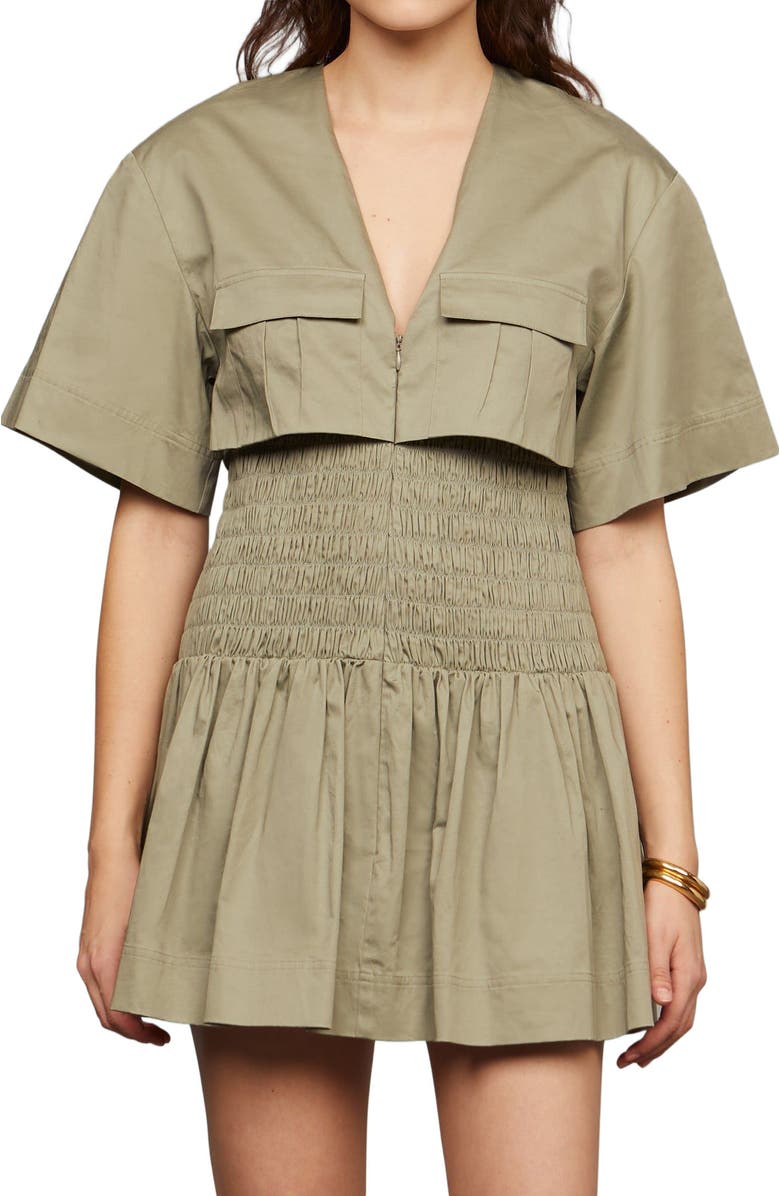 AMUR Genny Smocked Mini, Alternate, color, Tree Moss