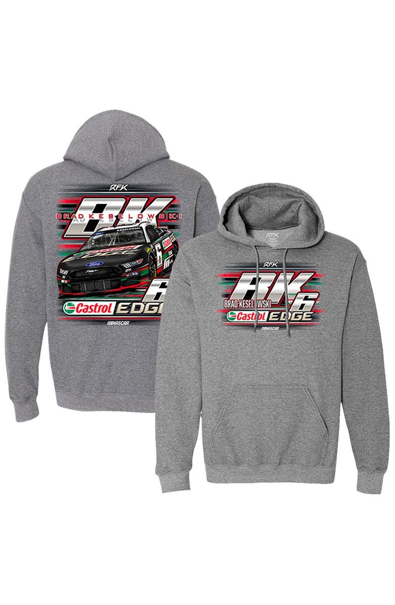 RFK Racing Men's RFK Racing Heather Gray Brad Keselowski Castrol Edge Car Pullover Hoodie, Alternate, color, 