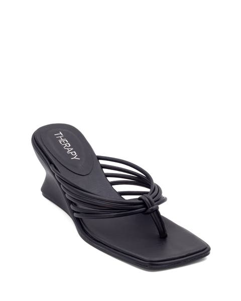 LEVEN Square Toe Thong Wedge Sandal