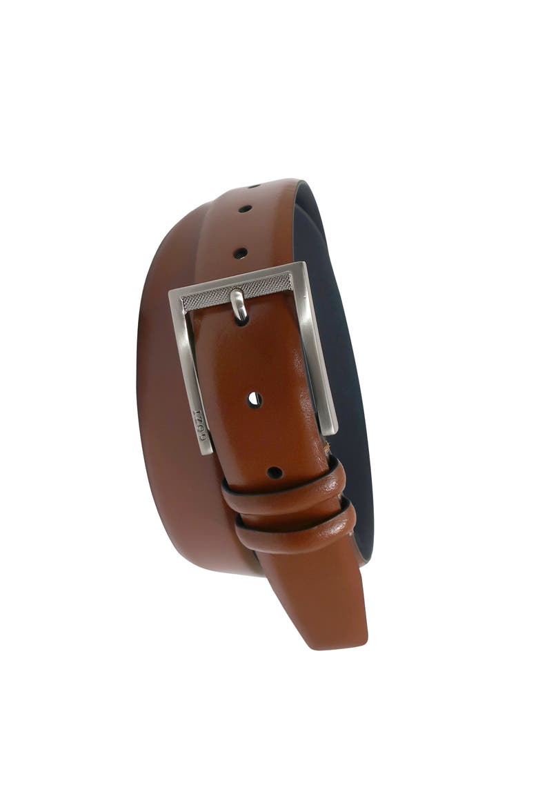Mens Leather Dress Belt, Alternate, color, Cognac